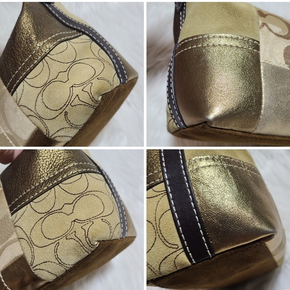 Coach|Gold Canvas & Suede Patchwork Mini Bag - Picture 10 of 13